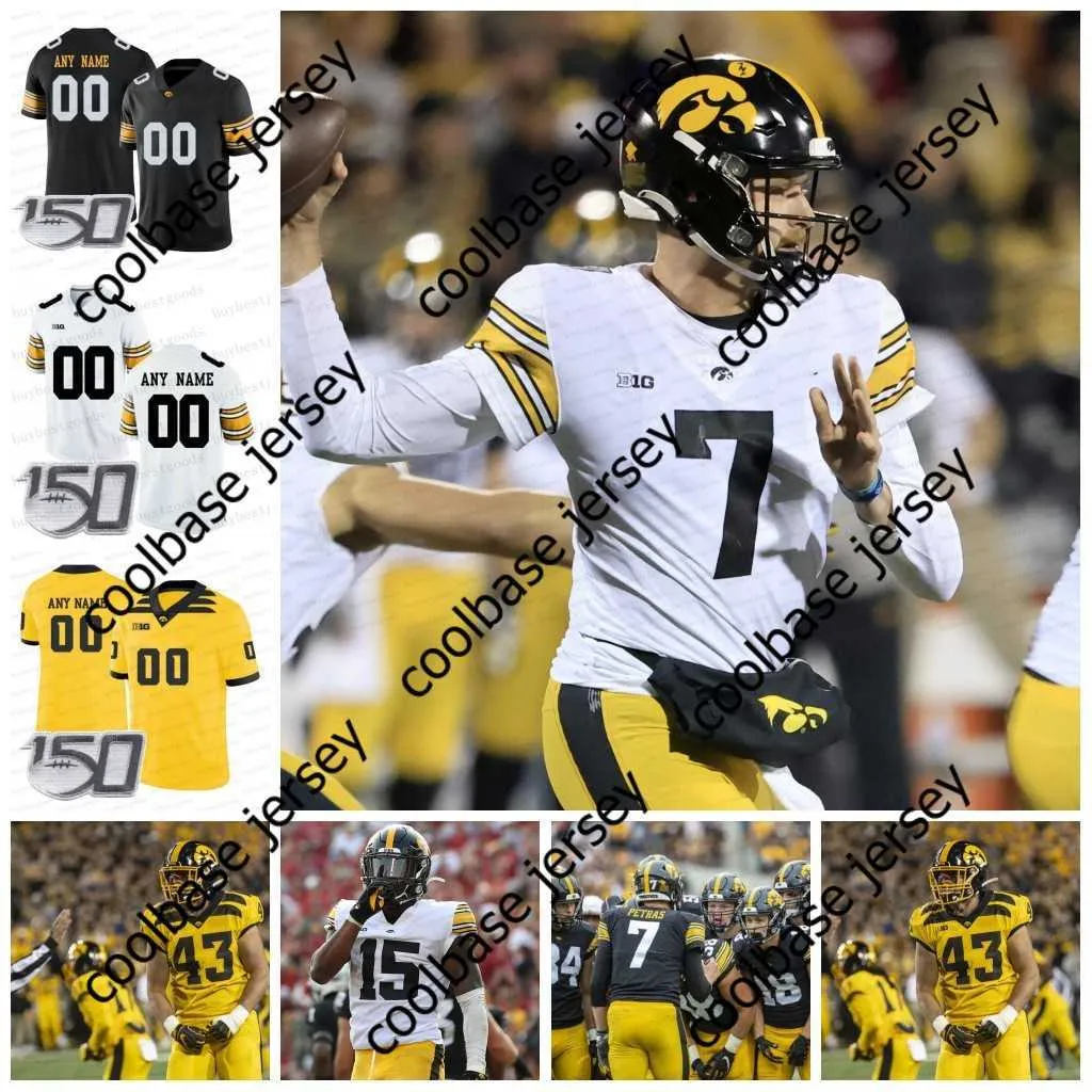 NCAA Iowa Hawkeyes Football Jerseys 15 Tyler Goodson 65 Tyler Linderbaum 4 Dane Belton 7 Spencer Petras 12 Cade McNamara 91 Lukas Van Ness