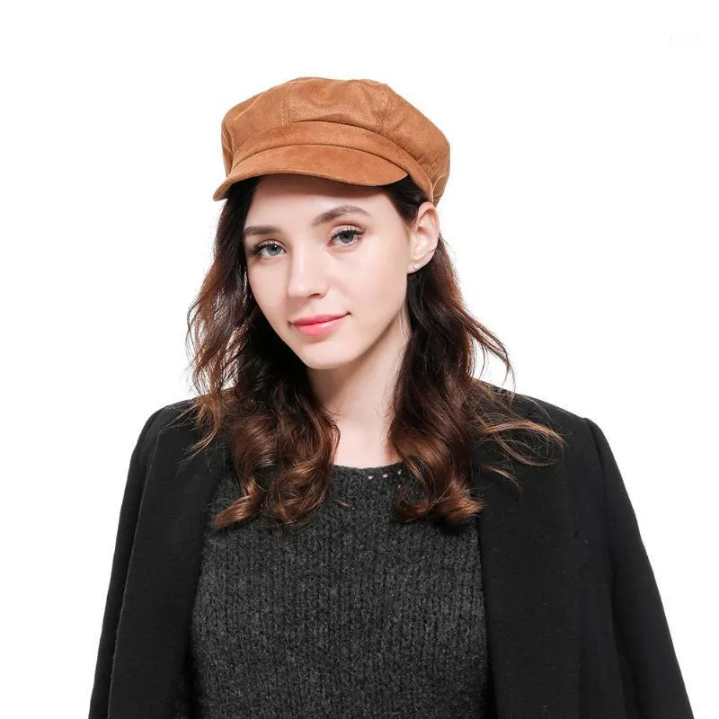 Berets vrouwen warm geschenk baret sboy retro solide vintage herfst winter mode platte hoed verstelbare Britse stijl achthoekige cap stijlvol