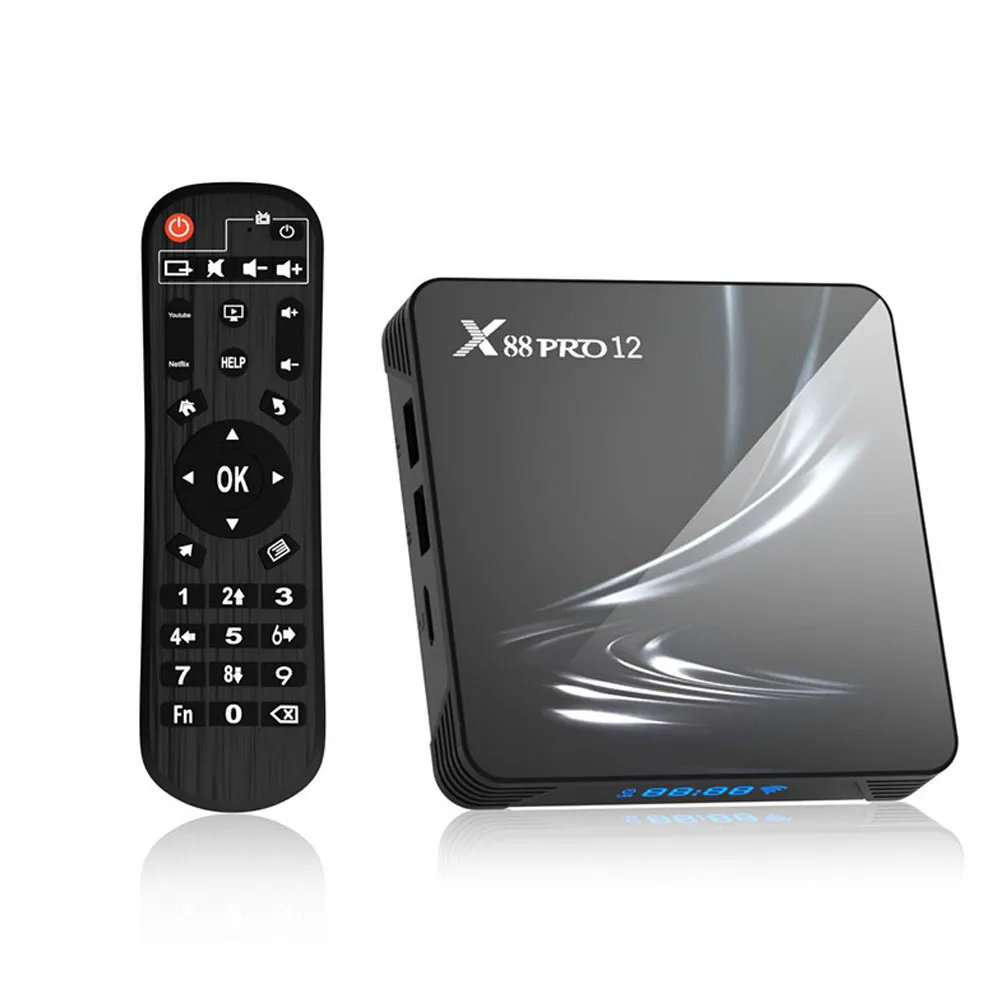 X88 Pro 12 스마트 TV 박스 Android 12 4K HD 듀얼 밴드 WiFi6 Bluetooth 수신기 미디어 플레이어 HDR USB 3.0 셋톱 박스