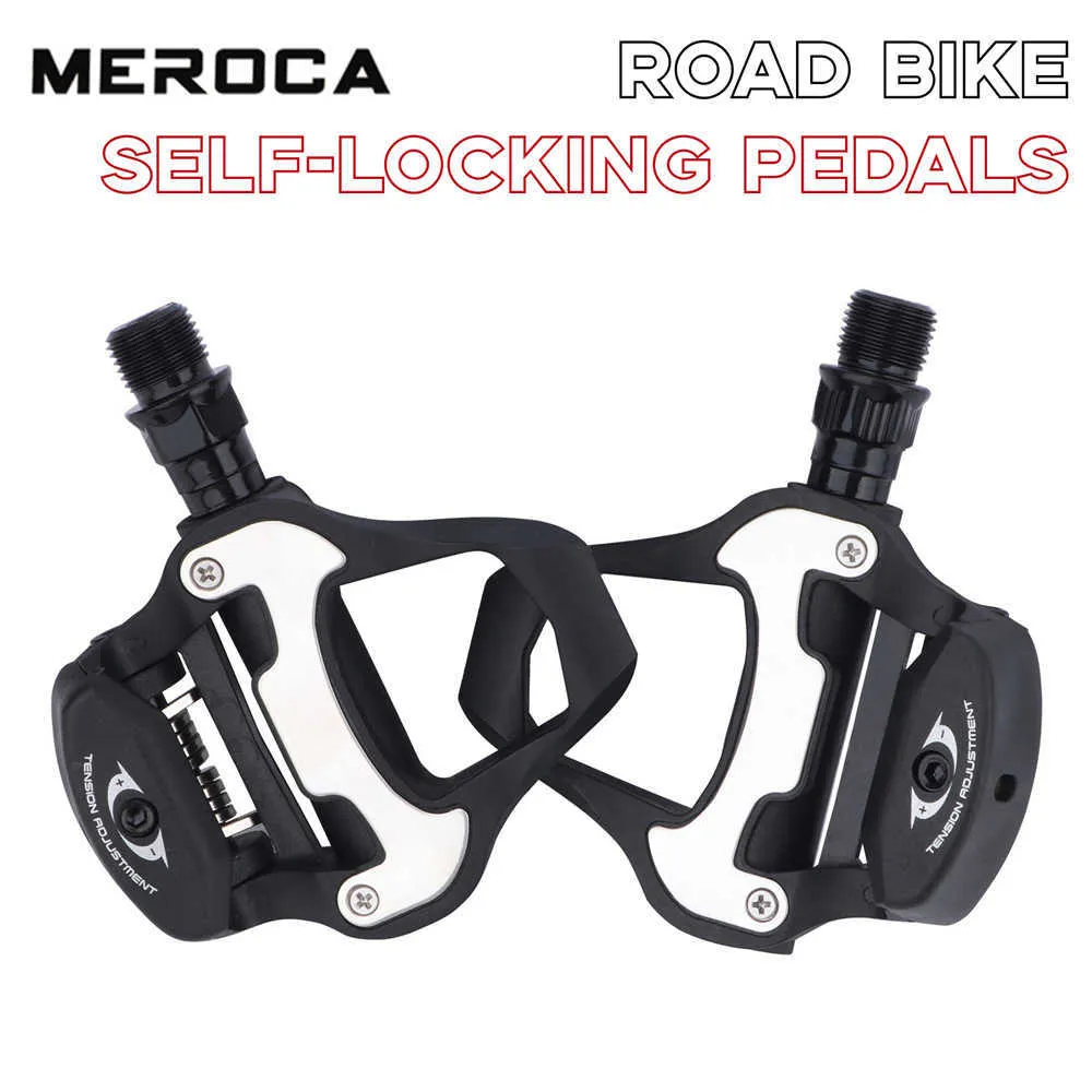 Bike Pedals MEROCA Road Bicycle Lock Pedal Nylon Clip Footrest Racing Bike Foot Hold Cleats Riding Equipment Speed Pedalen Bearing SPD-SL 0208