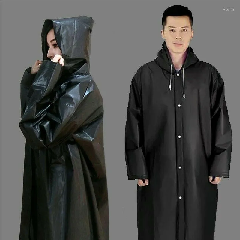 Men's Trench Coats 1 Rain Coat Women Men Waterproof Windproof Jacket Thick PVC Raincoat Hooded Poncho Rainwear Men's Clothing