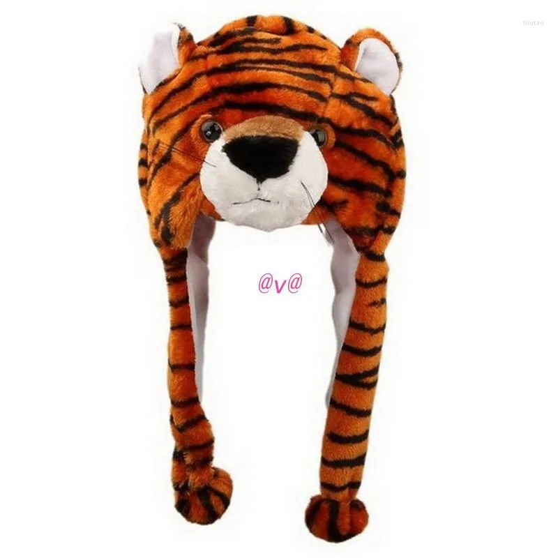 Berets Animal Plush Hat для мальчиков, девочки, женщины мужчина на хэллоуин костюм зима теплые смешные фаршированные шапочки ушные потоки теплее