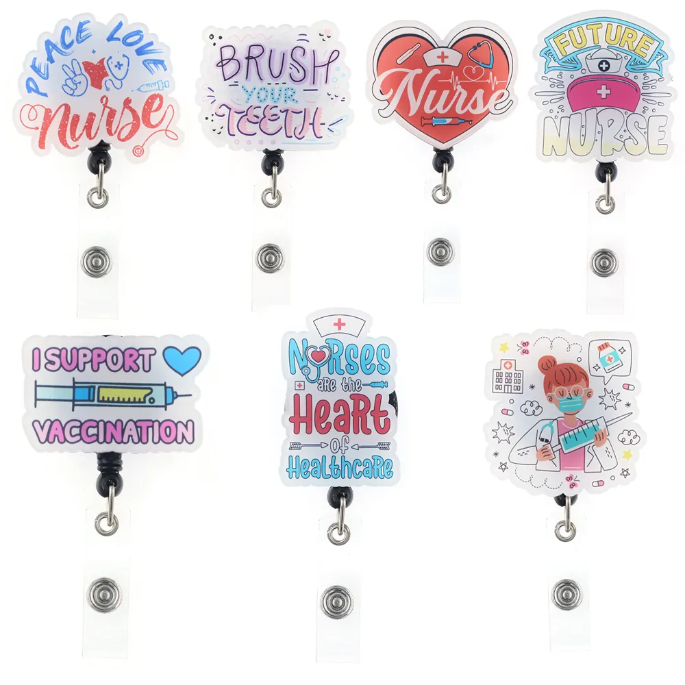 10 Pcs / Lot Porte-clés Mix Style Medical Series PEACE LOVE INFIRMIER Étudiant Infirmier Badge Bobine Pour Travailleur De La Santé Accessoires Porte-Badge