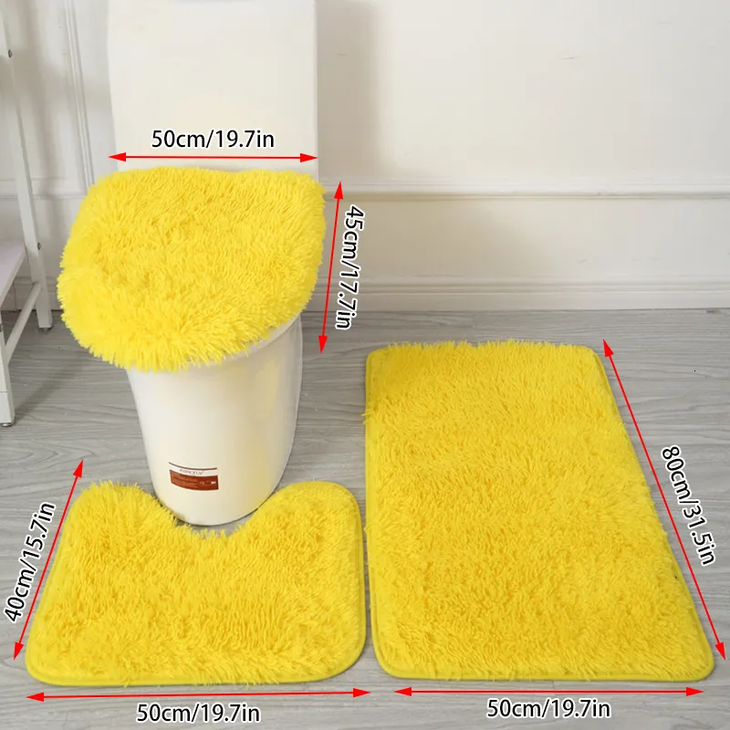 Toalettstol täcker 30stylar 3st plysch toalettlock täckmatta set anti glid antistatisk mjuk badrum duschvarpeter bärresistent FL177L