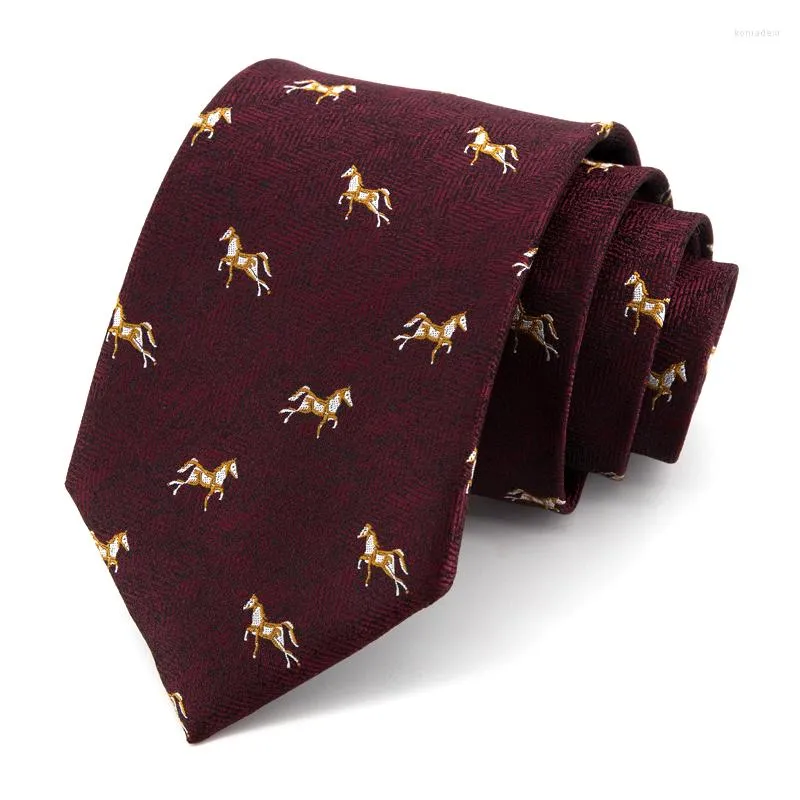 Noeuds papillon cheval Jacquard pour hommes robes rouges cravate haute qualité mode travail formel cravate mâle cadeau avec boîte