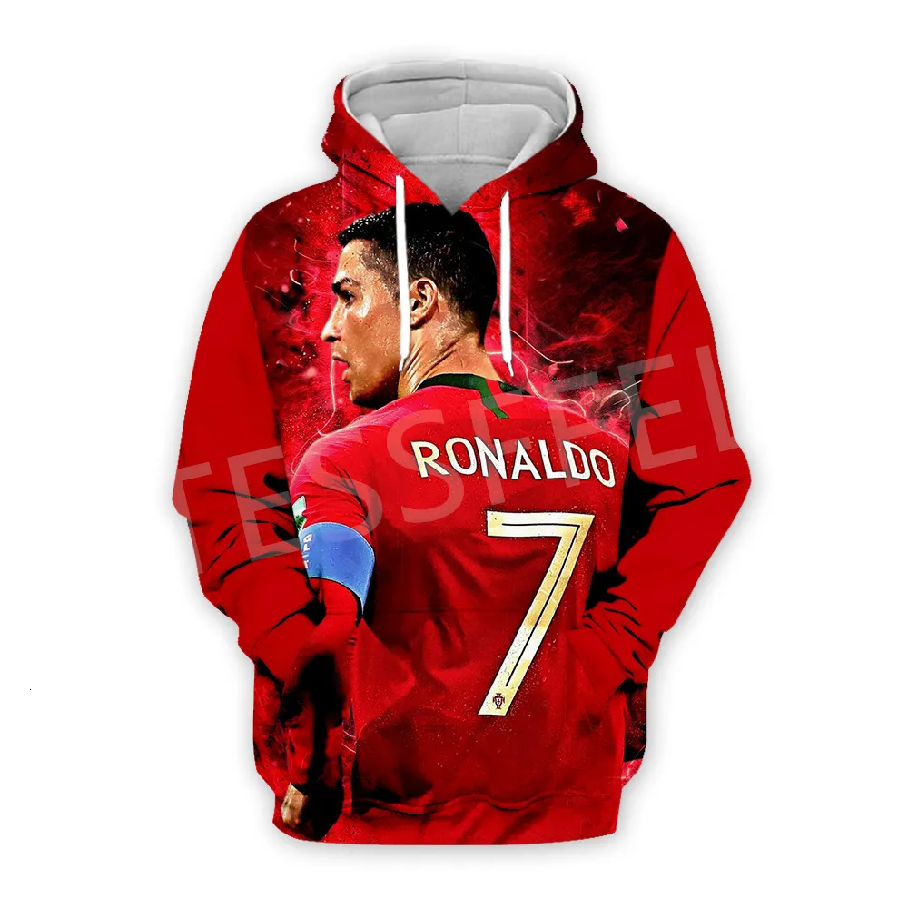 Erkek Hoodies Sweatshirts Tessffel Futbol Futbol Oyuncusu Cristiano Ronaldo Atlet Sporcu Harajuku 3dprint Menwomen Komik Külkü Gündelik D19 230208