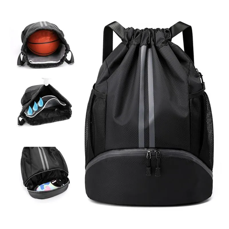 Sacos ao ar livre esportes mochila homem mulher à prova dwaterproof água sapatos saco para senhora natação ginásio basquete treinamento cordão escola bolsas ao ar livre