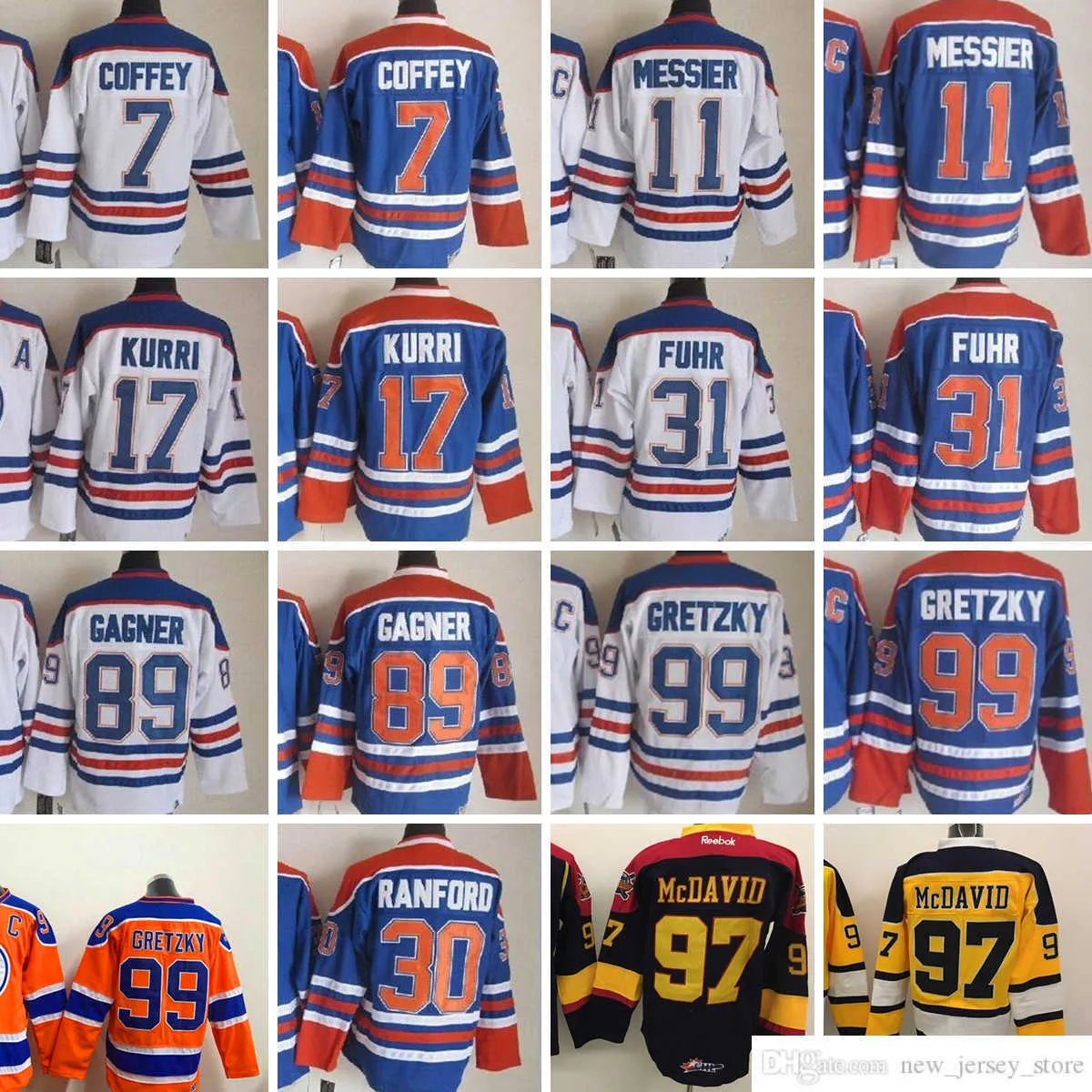 1971-1999 Film Retro CCM Hockey Jersey Broderi 99 Gretzky 97 Connor McDavid 7 Paul Coffey 11 Mark Messier 17 Jari Kurri 30 Bill Ranford 31 Grant Fuhr 89 Sam Gagner