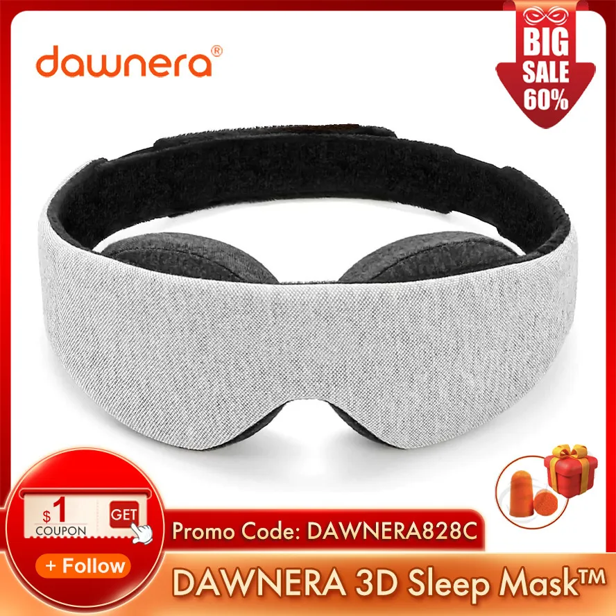 Maski do spania DAWNERA 3D maska zero ciśnienia w oku opaska na oczy 100% blokowanie światła wygodna regulacja dla kobiet mężczyzn podróż 230207