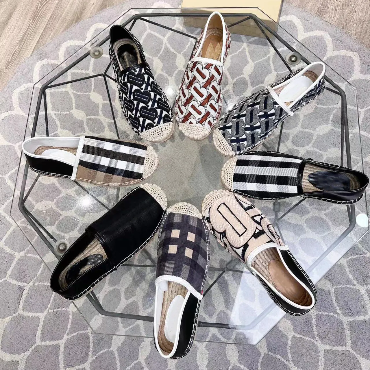 8Color Luxury Casual Women Shoes Espadrilles Summer Designers Ladies Flat Beach Half Slippers Fashion Woman Loafers Fisherman Canvas Shoe With Box Size