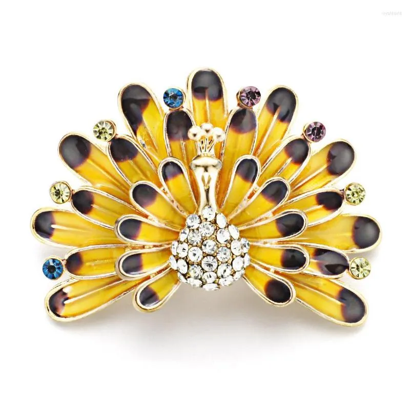 Brooches Enamel Peacock For Women Rhinestone Crystal Jewelry Animals High Quality Bird Pin Gift DZ059