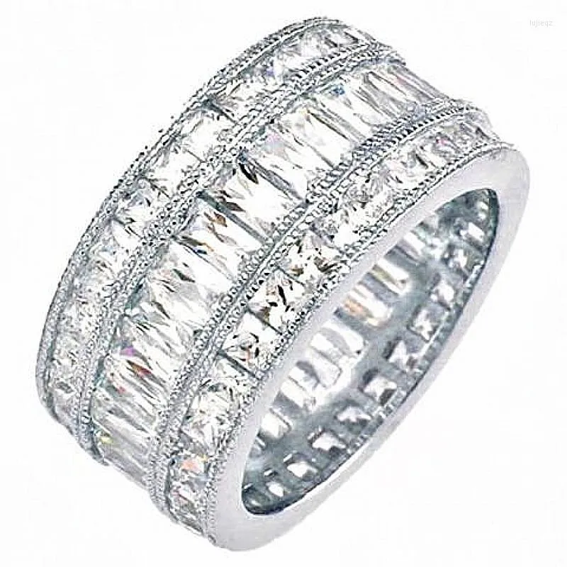 Ringos de cluster parágrafo luxuoso 925 prata esterlina gemstone dedo toque de dedo de dedo brilhante Diamante completo para joalheria de jóias