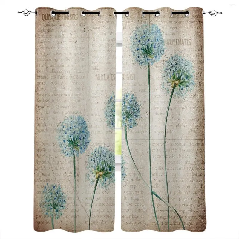 Curtain Vintage Dandelion Flower Window Interior Valance Door Room Drape For Kitchen Living Bedroom Decoration Curtains