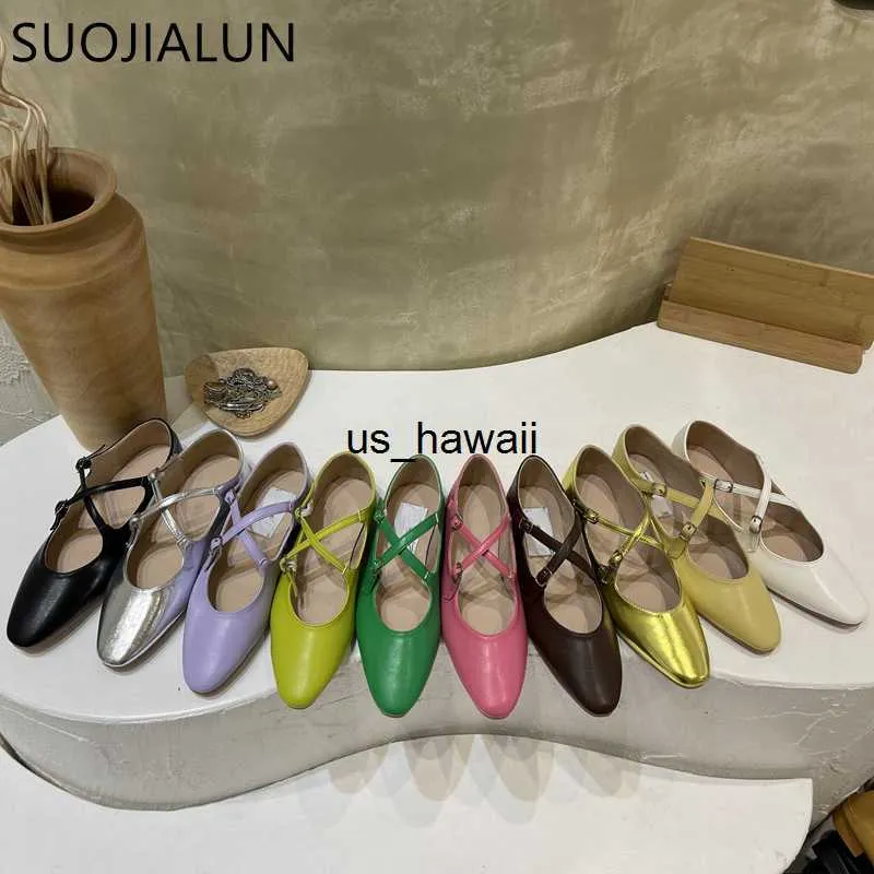 Kledingschoenen 2022 Nieuwe lente vrouwen platte hakschoenen ondiepe Mary Jane ballet flats mode snoep kleur ballerina zachte casual loafers t230208