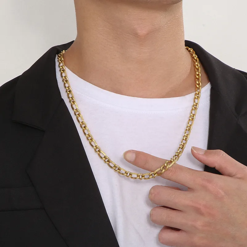 Halskette mit gedrehten ovalen Gliedern aus Edelstahl, bezaubernder Schmuck für Herren, 7 mm, 66 cm, groß, 51 g schwer