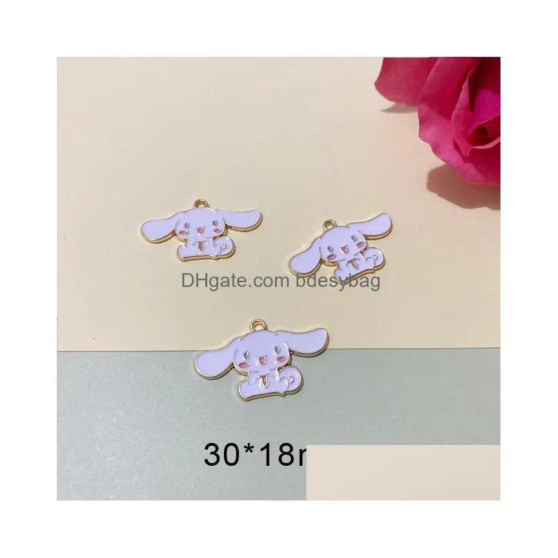 Charms 10Psc Cartoon Enamel Pendant Cute Cream Dog Charm Metal Diy Bracelet Earrings Jewelry Accessoriescharms Drop Delivery 2 Dh9Wu