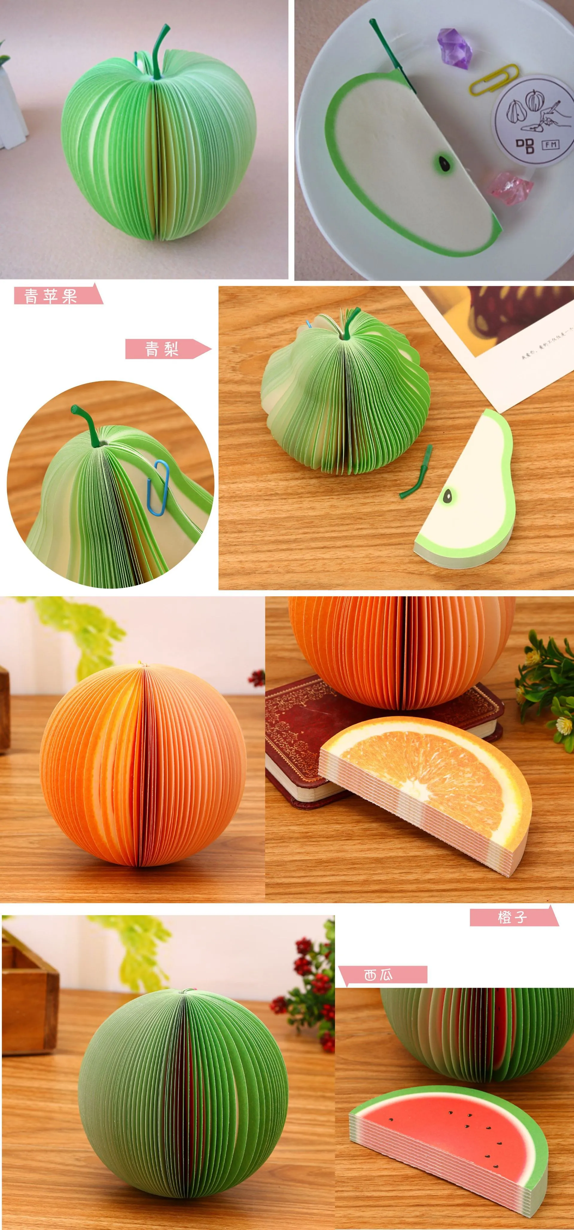 Party Favor Creative Fruit Shape Notes Paper Cute  Lemon Pear Stberry Memo Pad Sticky School Office Supply 0208