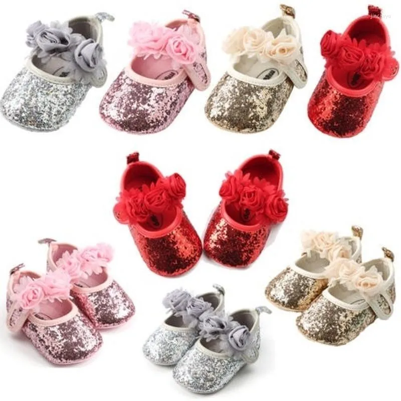 First Walkers Born Baby Girls Sequin Crib Shoes Pram Soft Sole Prewalker Anti-slip Sneakers 0-18M