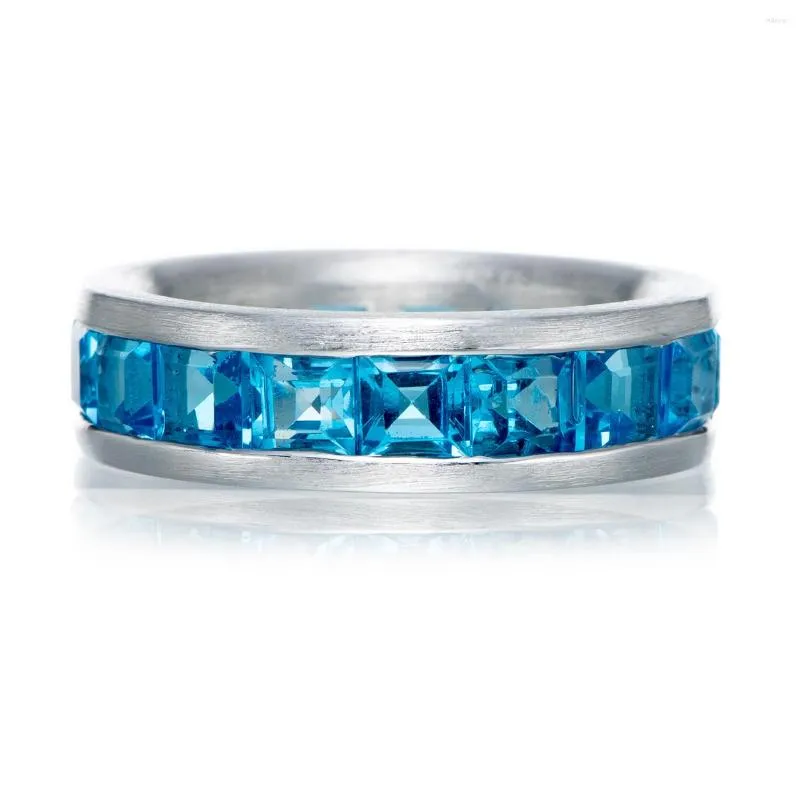 Ringos de cluster Swiss Blue Toplez Rhodium sobre Sterling Silver Ring