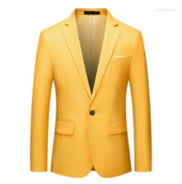 Costumes pour hommes Style hommes mode couleur bonbon un bouton coton mélange manteau costume veste ABD783