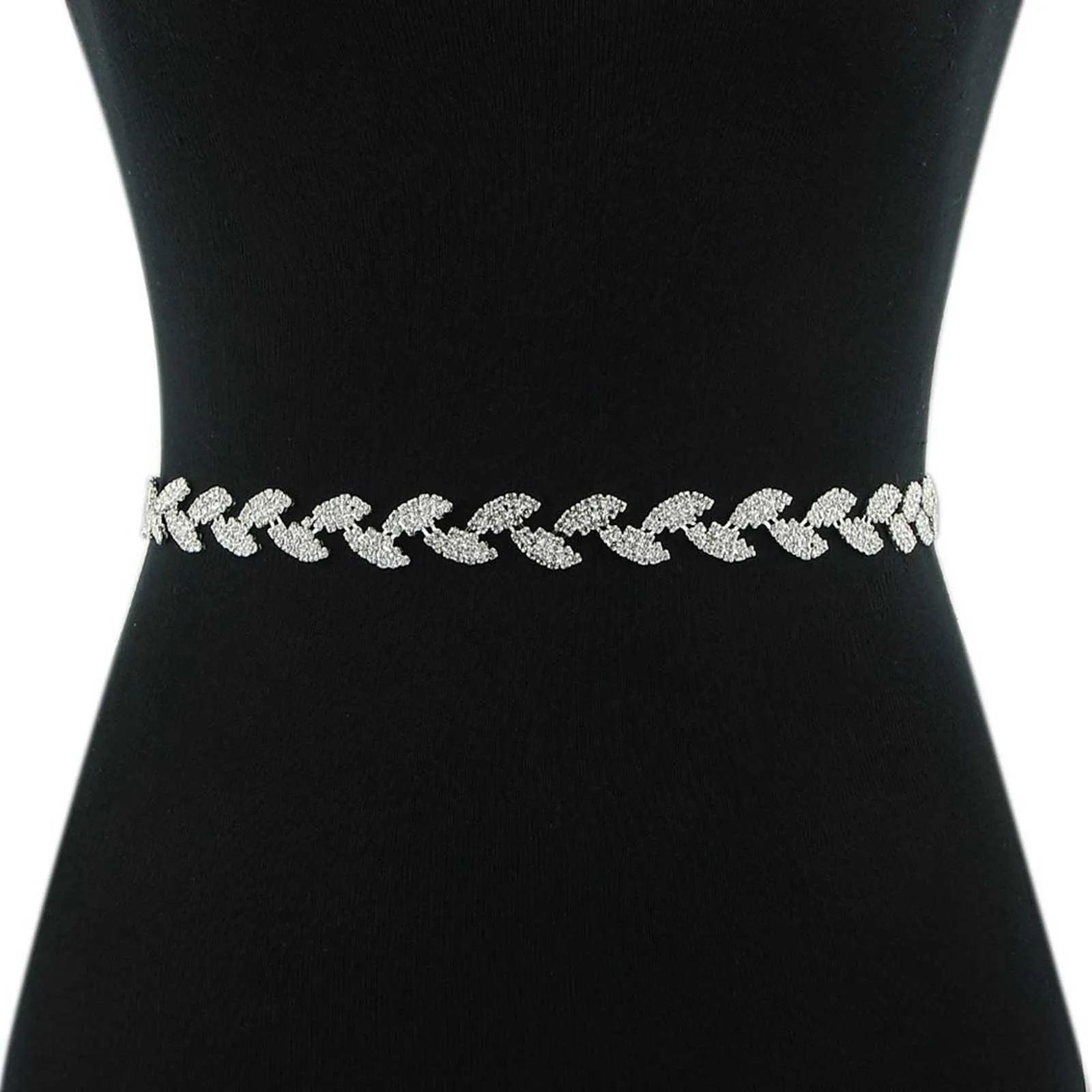 Belts S198-S Trouwbanden voor bruids zilveren blad bruid jurk accessoires dunne tailleband vrouwen prom avondjurken riemen g230207