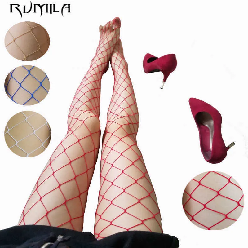 Kvinnors jumpsuits Rompers White Red Sexy Women High midje Fishnet Stocking Club Tights Panty Knitting Net Pantyhose Trouser Mesh Lingerie TT016 Y2302