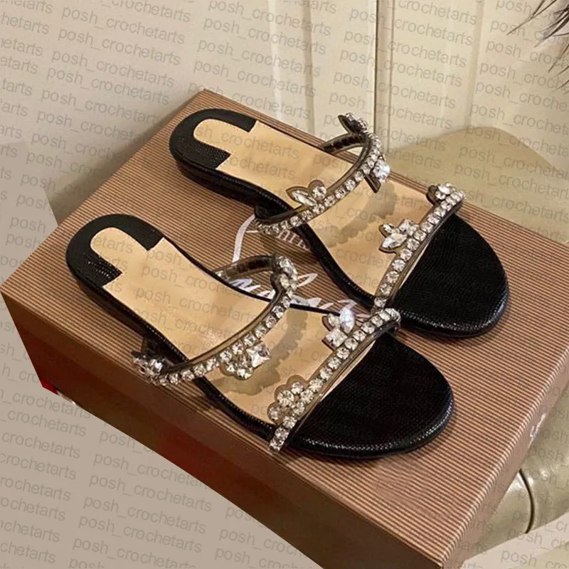 Echtleder-Hausschuhe für Damen, Bling-Bling-Flach-Slides für Sommerschuhe