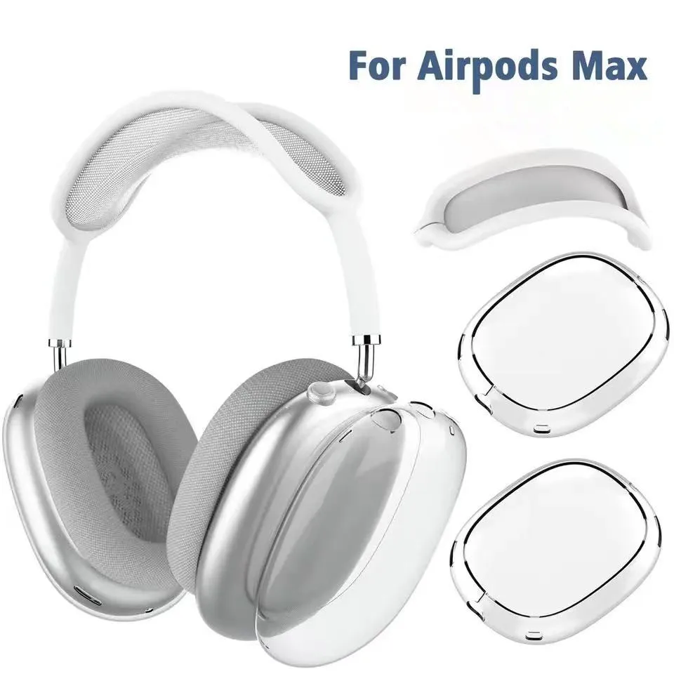 AirPods Max Kulaklıklar Pro Kulaklık Aksesuarları Şeffaf TPU Katı Silikon Su geçirmez Koruyucu Kılıf Airpods Max kulaklık kulaklık kapağı