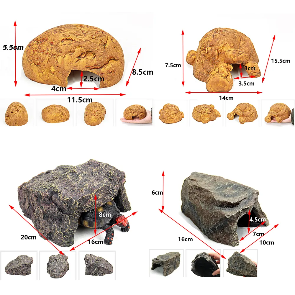 Рептилий Поставки ящерицы черепахи черепаха укрытие пещера прятая дома с смолой террариум 230208