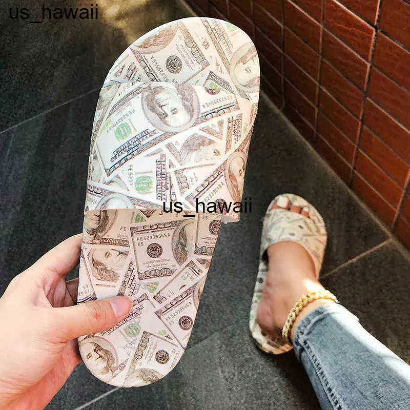 Slippers Fashion New Women Men Slippers Summer Beach Flip Flops Flat Slides Money Usd Dollar Design Luxury Ladies Slides Wholesale 0208V23