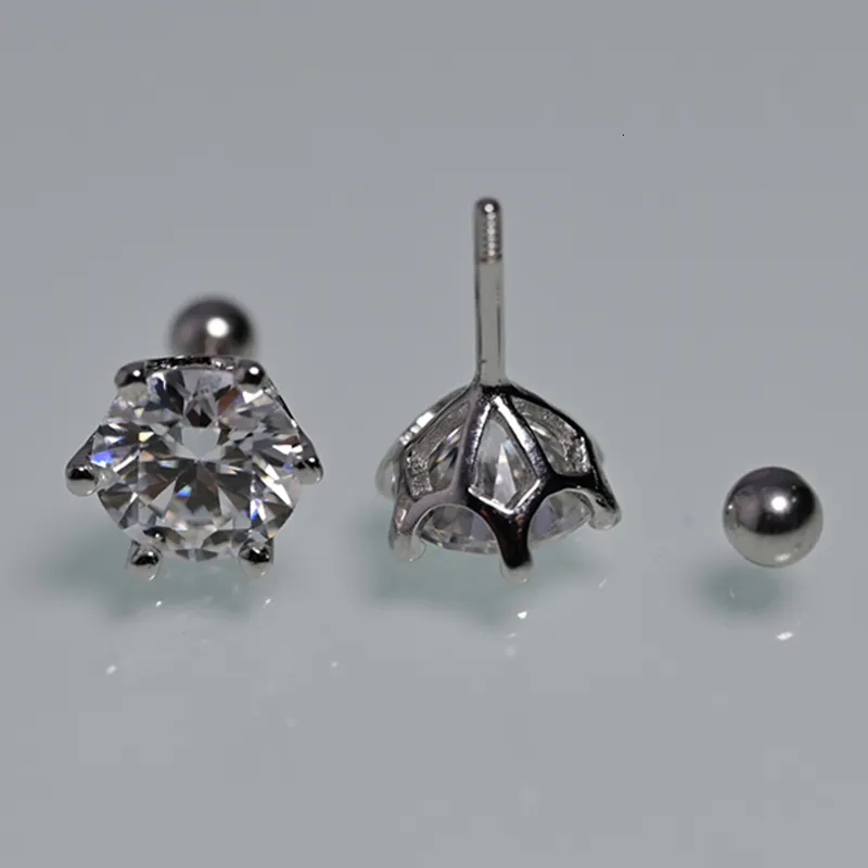 Stud Smyoue 8mm D Color 2.0 Carat 100% Studörhängen för kvinnor Skruvtråd öron Studs 925 Silver Jewelry Pass Diamond Test 230208