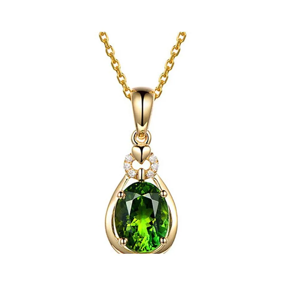 Pendant Necklaces Highend Atmospheric Emerald Gemstone Simation Tourmaline Colorf Treasure Female Goldplated Jewelry Necklace Drop D Dh1Lf