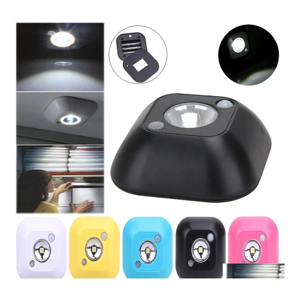 Luces nocturnas mini LED de luz inalámbrica Infrarrojo Sensor activado Batería Potenciada Muro de emergencia Gabinete Gabinete Lámpara Deli Dhdz1