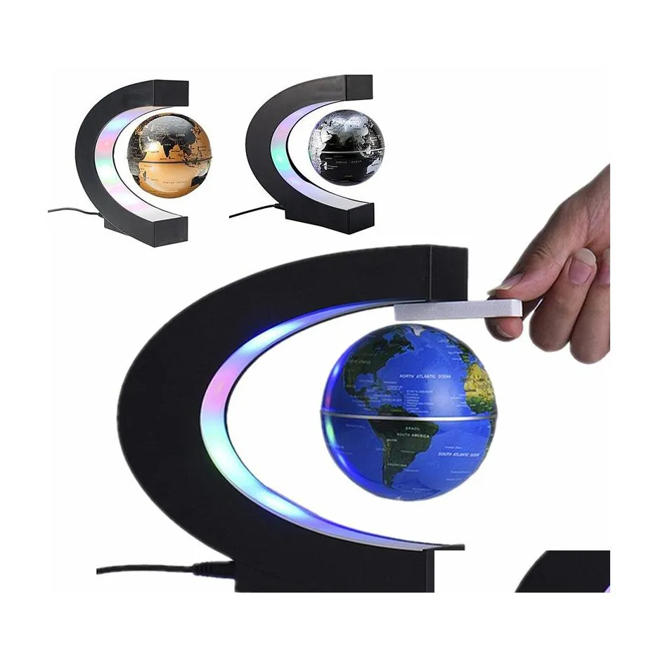 Night Lights Led Magnetic Levitation Electronic Floating Globe World Map Anti Light Home Decoration Novelty Birthday Gift Drop Deliv Dhmtq