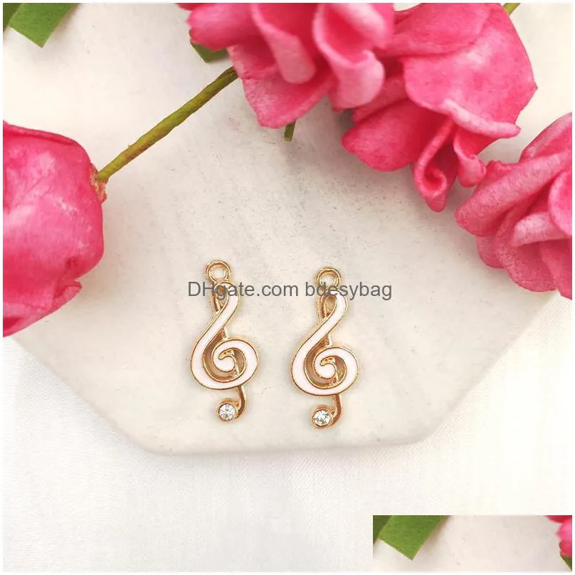 Charms Alloy Pendant Mticolor Small Note Armband Diamond Earrings Diy Handmade Charm f￶r smycken MakingCharms Drop Delivery Dhjtz