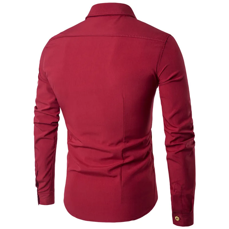 Men's Spring Casual Slim Fit shirts men with Oblique Button, Irregular Double Breasted Design, Long Sleeves, Slim Fit - Camisa Masculina 220908