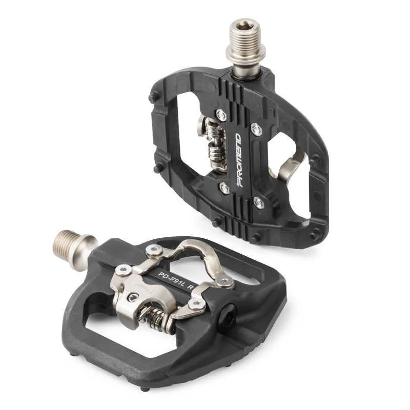 Bike Pedals PROMEND Bicycle Pedal Mountain Bike Single-sided Self-locking Pedal Aluminum Alloy 1 Bearing Pedal with Lock Plate Dual-use 0208