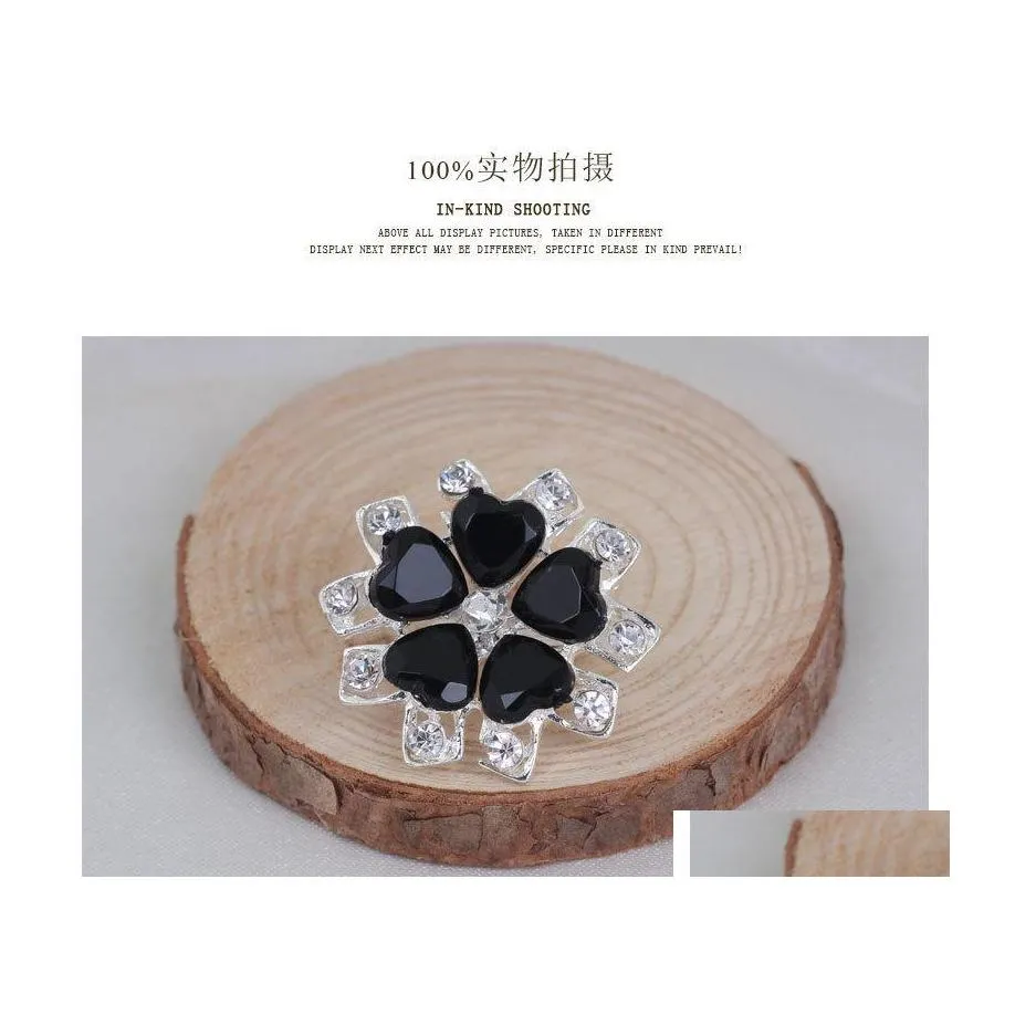 Pins Brooches Retro Style Black Big Crystal Brooch Colored Flower Women Pins Rhinestone Drop Delivery Jewelry Dha5C