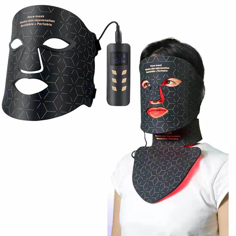 do urządzenia do pielęgnacji twarzy 4 kolory LED maska na twarz terapia czerwonym światłem twarzy szyi zdjęcie odmładzanie skóry maska na twarz przeciw trądzikowi jasny