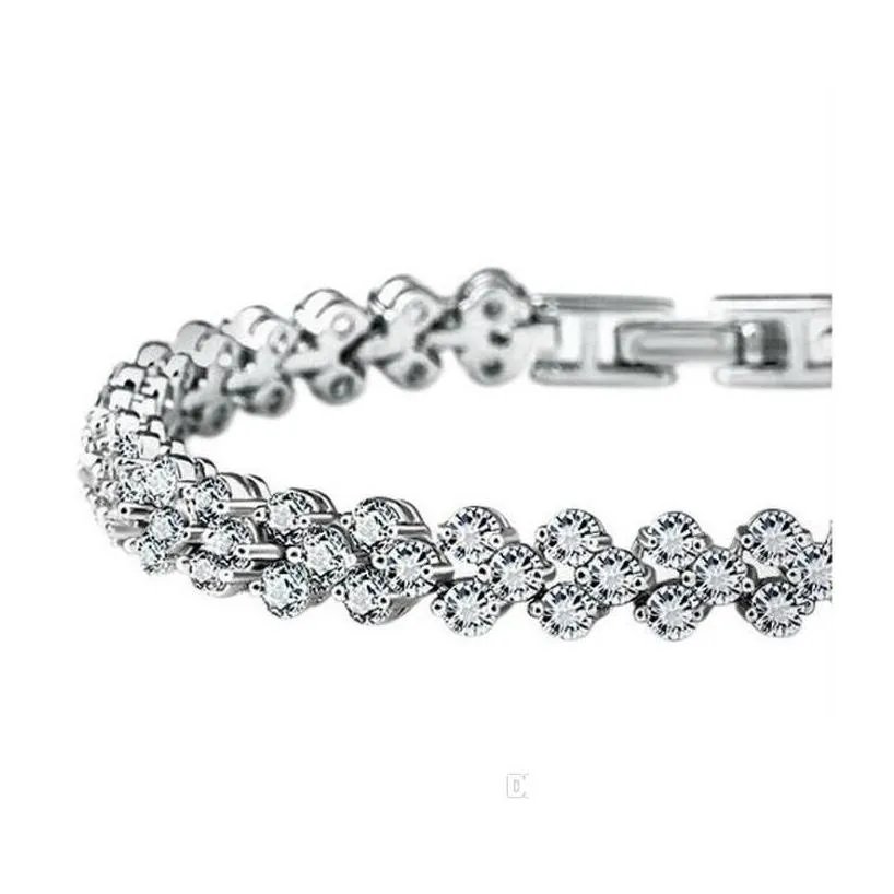 tennis luxury austria shining crystal tennis bracelets genuine 925 sterling sier charms zircon diamond roman link bracelet jewelry d