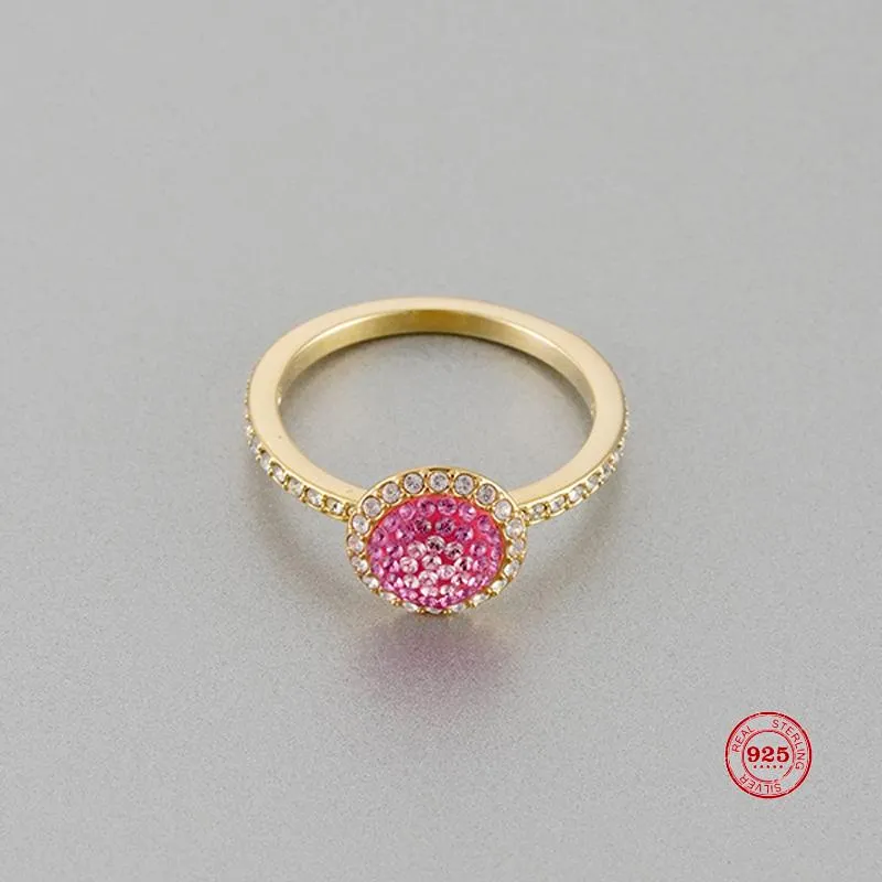 Кластерные кольца модное очарование Pure 925 Серебряное оригинал 1: 1 Копия милый розовый фэнтези -кольцо женское роскошные украшения подарки
