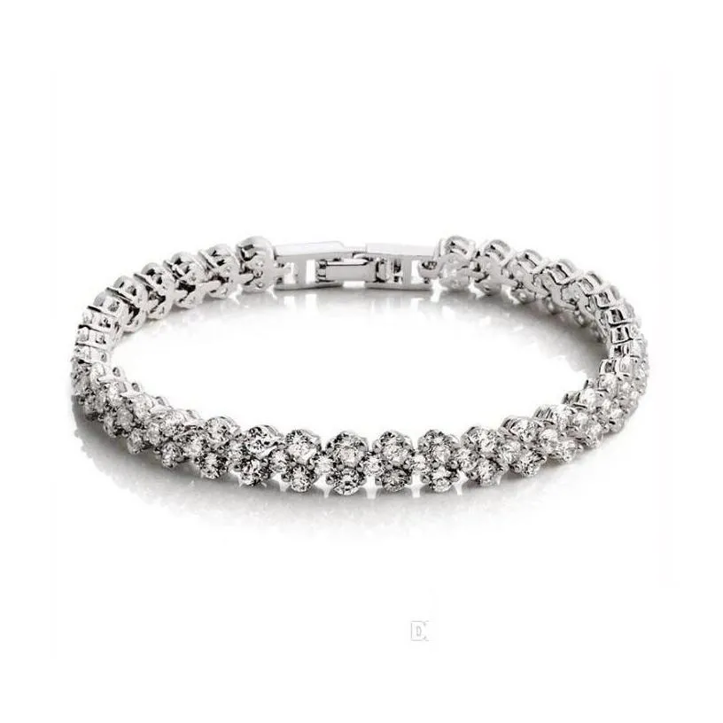 tennis luxury austria shining crystal tennis bracelets genuine 925 sterling sier charms zircon diamond roman link bracelet jewelry d
