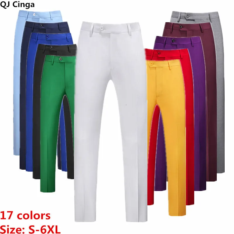 Mens Pants Büyük Boyut Resmi Zarif İnsan Ofis İş Gündelik Elastik Pamuk Pantolonları 17 Renk Pantalonları Hombre 230209