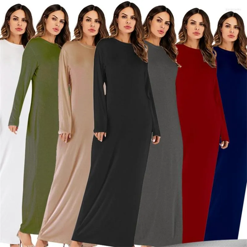 Abbigliamento etnico 7 colori manica lunga Abaya turco Dubai per le donne abito musulmano solido modale caftano arabo tradizionale islamico S-2XL