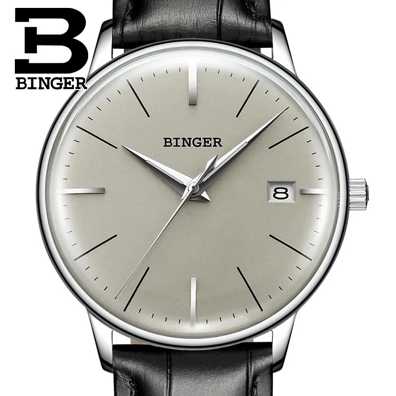 Нарученные часы Швейцария Binger Men Watch Япония NH35A Автоматические механические кожа