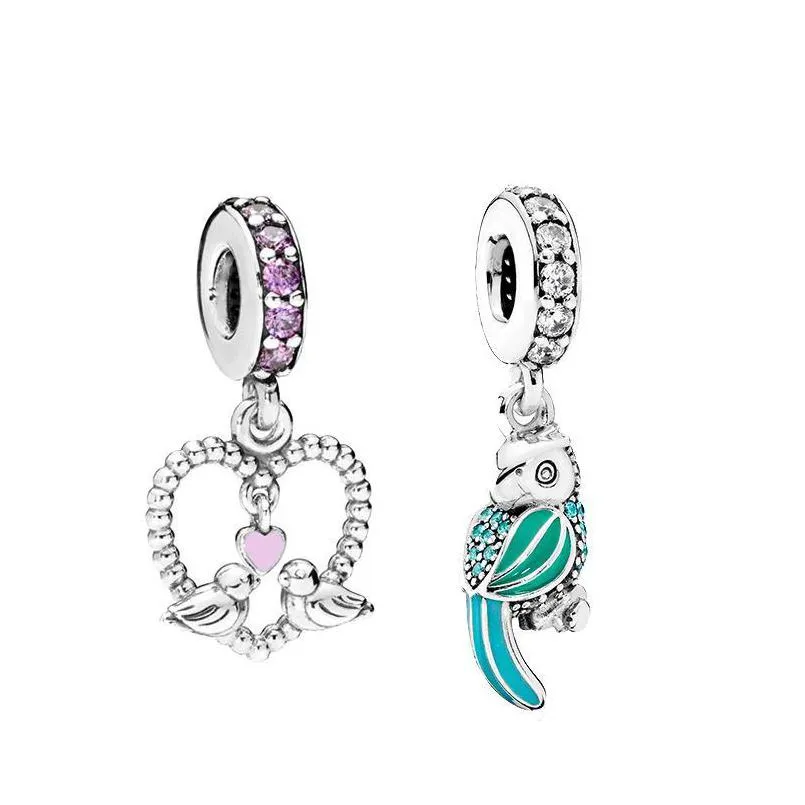 Charms Ankunft Tier Lovebirds Papagei Baumeln Fit Marke Armbänder Halsketten DIY Herstellung Mode Schmuck Zubehör Drop Delive Dh21G