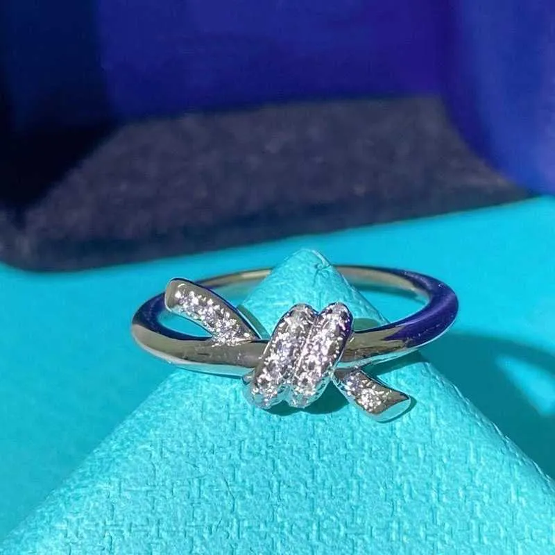 Whisper Thin Engagement Ring T S925 Sterling Silver Knot 18K Rose