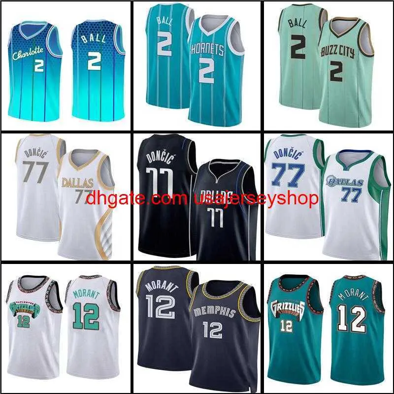 NEW Jersey 20 2 77 2022 Hommes Maillots 12 Ja Morant Luka Doncic LaMelo Ball Basketball