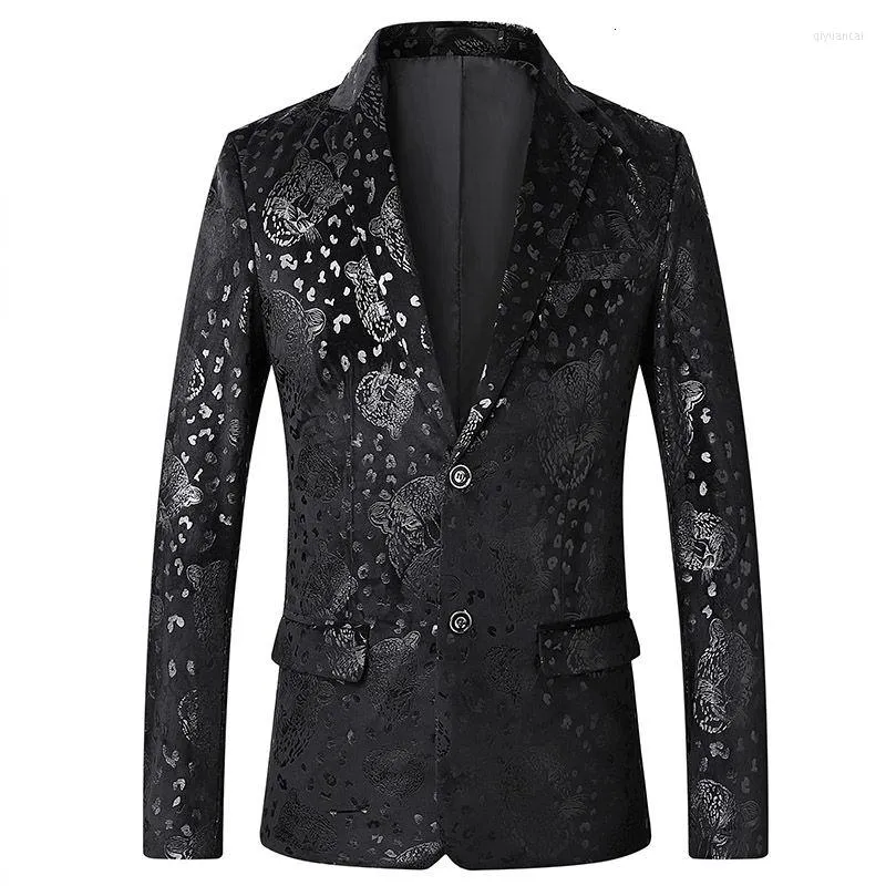 Abiti da uomo 2023 Spring Slim Leopard Print Suit Giacche da uomo di marca Blazer Fashion manica lunga giacca con un bottone Plus Size 5XL