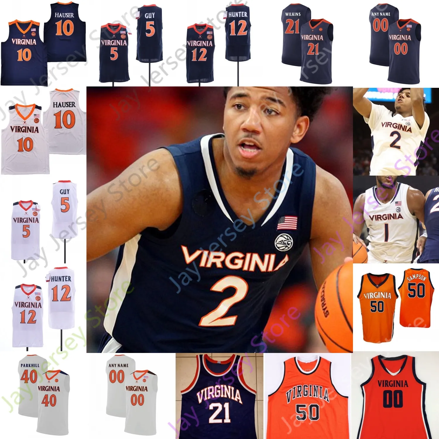 2023 Virginia Basketball Jersey NCAA College Armaan Franklin Kihei Clark Jayden Gardner Reece Beekman Ben Vander Plas Kadin Shedrick McKneely Sampson Guy Hunter